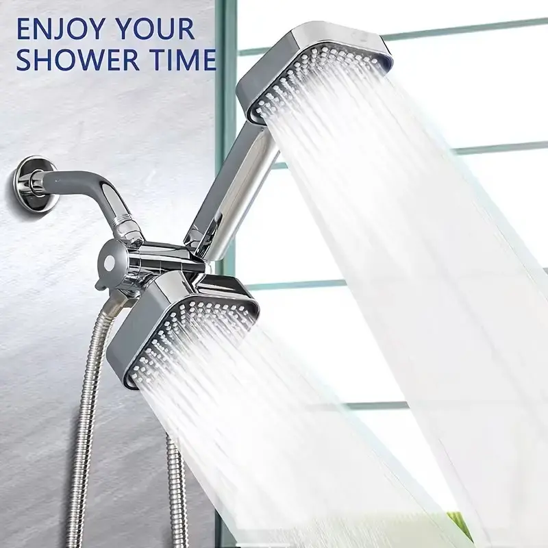 2-in-1 Rainfall & Handheld Shower Wand Combo - ABS Material Showerhead Set, High-Flow Wall-Mount, Long Hose, 3-Way Diverter, Easy Install for Family Bathroom, Hotel Spa Use