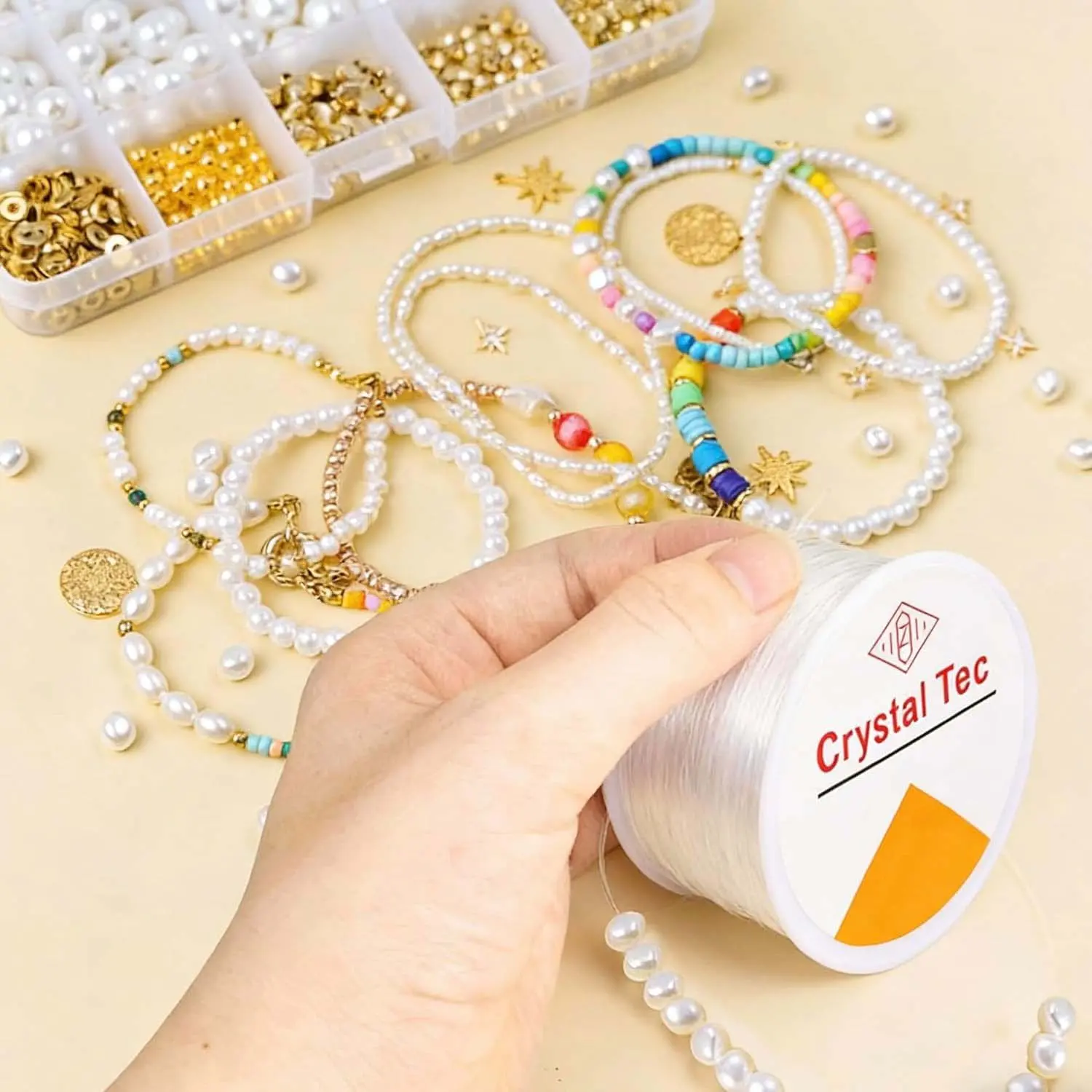 Transparent Crystal Elastic Bead String for Jewelry Making - 80m Roll, 0.7mm Wire Diameter, Ideal for DIY Necklaces, Bracelets (Home & Festive Party Supplies)
