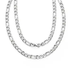 8MM Solid Men's Stainless Steel Figaro Chain Necklace 22"
