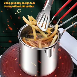 Stainless Steel Cookware Set with Fry Basket and Glass Lid, Oil Frying Pot, Noodle Cooking Pot, Durable Kitchen Essentials