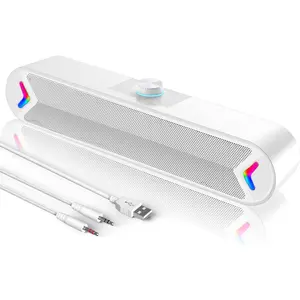 Computer Speakers,Wired USB- PC Speakers with 10W Stereo Sound,Sound-bar Speakers for PC Desktop Computer (White)