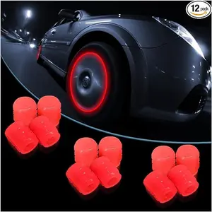 12PCS Fluorescent Car Tire Valve Stem Caps, Auto Corrosion Resistant Wheel Valve Cover, Luminous