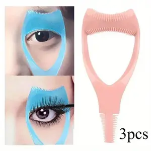 3pcs Plastic Portable Mascara Shield Applicator Eyelash Guide Aids Eye Lash Comb Eyelash Curler Women Girls Eyes Makeup Tools