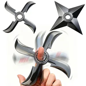 Metal Shuriken Fidget Spinner Keychain Durable Zinc Alloy 2-in-1 Design Compact Portable 10cm Anime Inspired Stress Relief Toy for Focus Hand Training