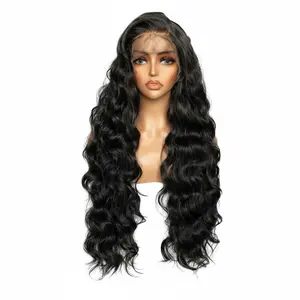 13x6 frontal 32 inches synthetic wig  black heat resistant wig Serena