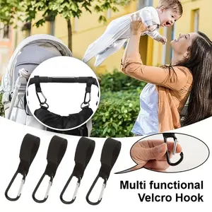 2 counts Baby stroller hanging hook, bicycle electric bike motorcycle multifunctional adjustable universal Velcro hook, portable keychain