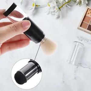 1pc Multifunction Loose Powder Brush, Retractable Automatic Powder Spray Refillable Loose Powder Makeup Brush With Transparent Cover - Travel Portable Makeup Tool