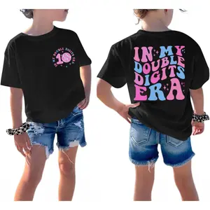 Girls' 10th Birthday Fun Shirt - Short Sleeve Top, Double Digits Era Gift for 10-Year-Old Girls
