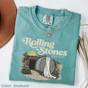 Comfort Colors Rolling Stones T-Shirt, Easter Clothes, Jesus Apparel, Catholic Shirt For Men, Gift For Christian Woman, Faith-Based Tee. Streetwear