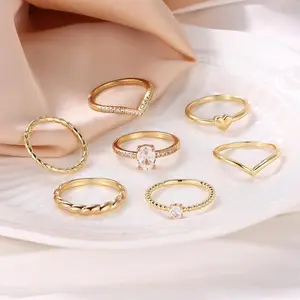 15 Count Dainty Gold Rings, 14K Gold Plated Rings for Women Non Tarnish, Open Chunky Twist Simulated  Designs Perfect for Stacking Layering on Thumb and Knuckle, Ring Size 6/7/8/9/10