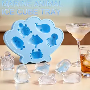 Mini Marine Animal Ice Cube Mold, Cute 3D Ice Cubes for Drinks, Parties, Gifts, Fun Ice Molds for Summer Beverages