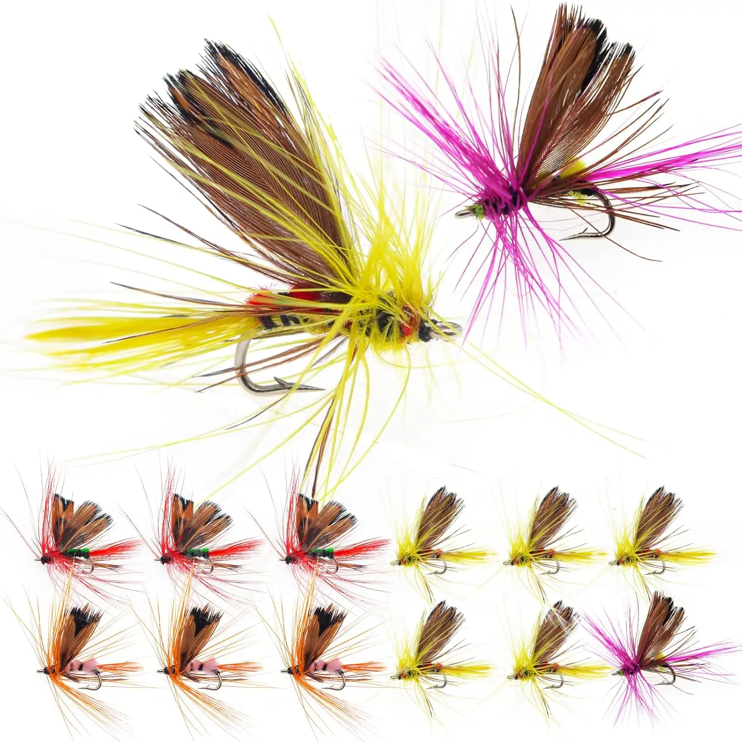 5 count/6pcs/10pcs/12pcs/15pcs/20pcs/30pcs Fly Fishing Poppers Topwater Fishing Lures Assortment Kit Dry Wet Flies for Bass Trout Bluegill Panfish Salmon