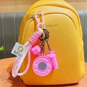 Fitness Equipment Keychain Set – 5 Styles Dumbbell, Barbell & Boxing Glove Pendants, Sporty Backpack Keychain for Gym Lovers, Festival & Birthday Gift for Fitness Enthusiasts, American Gym Culture Vibe