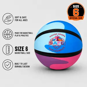 HouseHoops Basketball - Soft Handles - 6 - Soft Indoor Basketball with Realistic Feel and Bounce