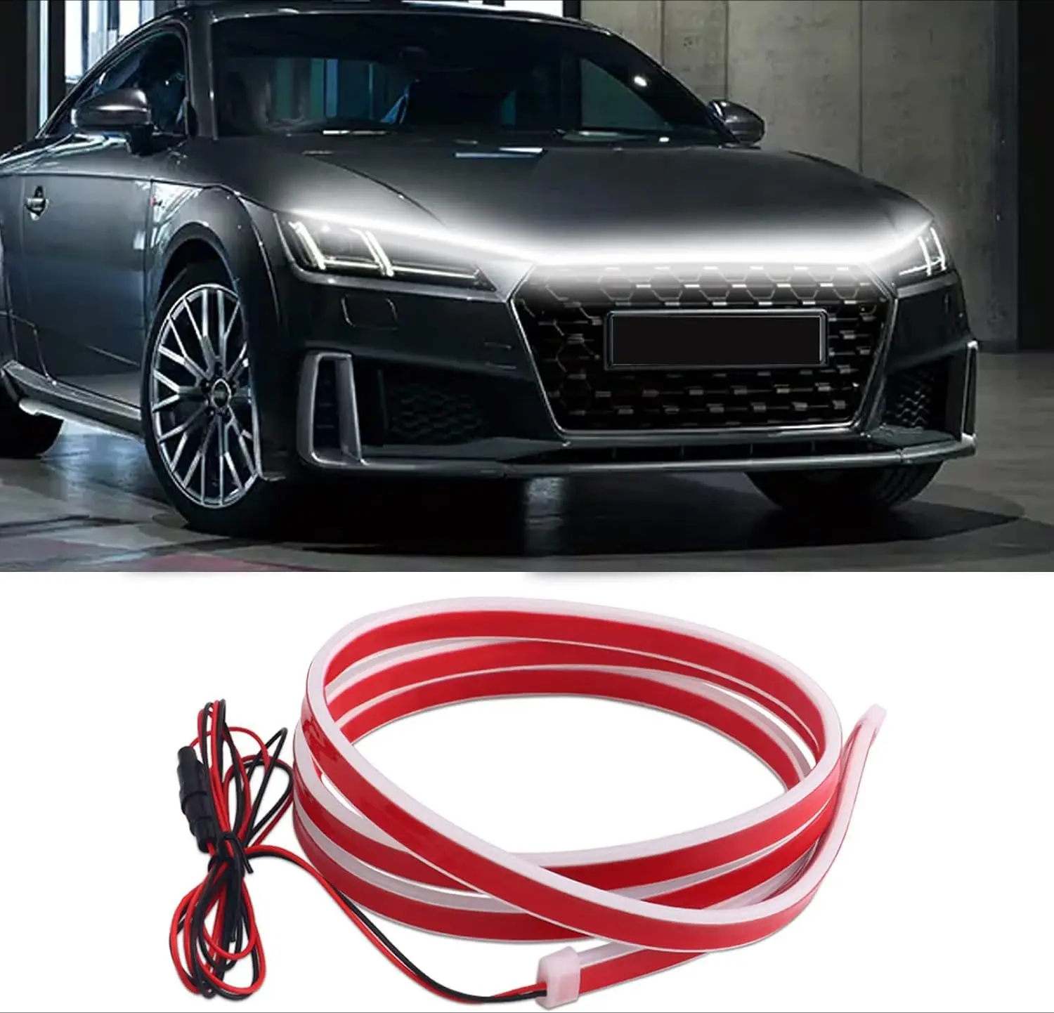 Car Hood LED Light Strip, Dynamic DRL Daytime Running Lights, Flexible Waterproof Exterior Decor for Cars, Trucks Night Driving Hood Gap Light Strip bar strip lighting