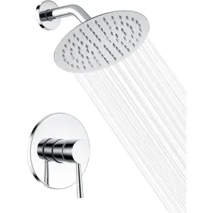 Bathroom Shower Faucet with Valve, 8 Inch Rain Shower  and Faucet Set Single Handle, Chrome Finish