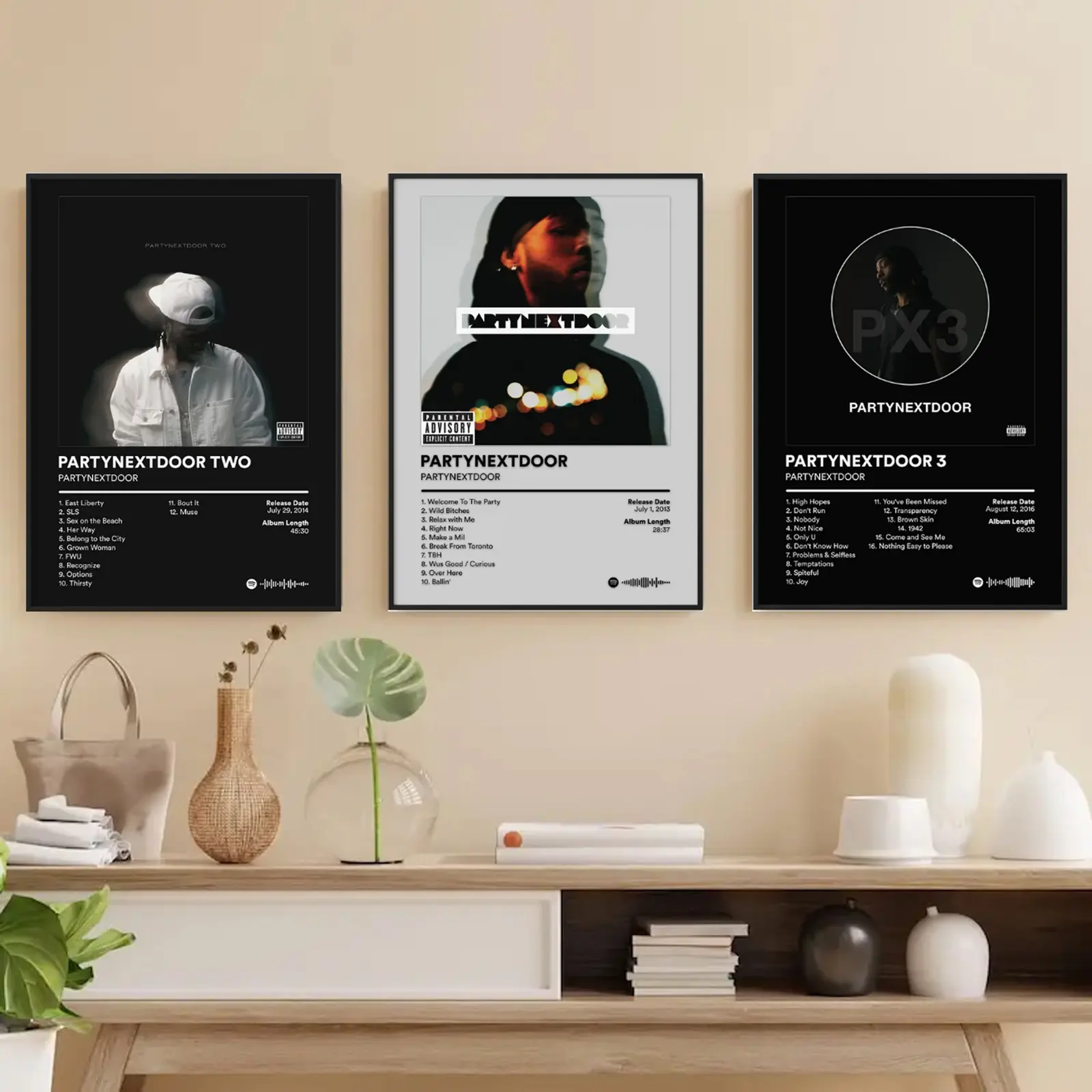Set Of 3 PartyNextD00r Music Album Poster Premium Wall Art Poster Unframed HD Print Home Office Decor Unique Trendy Gift