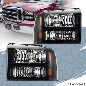 CROSSDESIGN Headlights Lamps Black Housing Fit For 2005-2007 Ford F250 F350 Super Duty