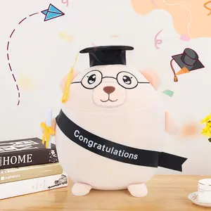 EMOIN Graduation Bear,Graduation gift Light brown Stuffed graduation Bear with hat Graduation party school Congratulation Plushie Decorative