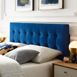 Modway Lily Queen Biscuit Tufted Performance Velvet Headboard in Navy