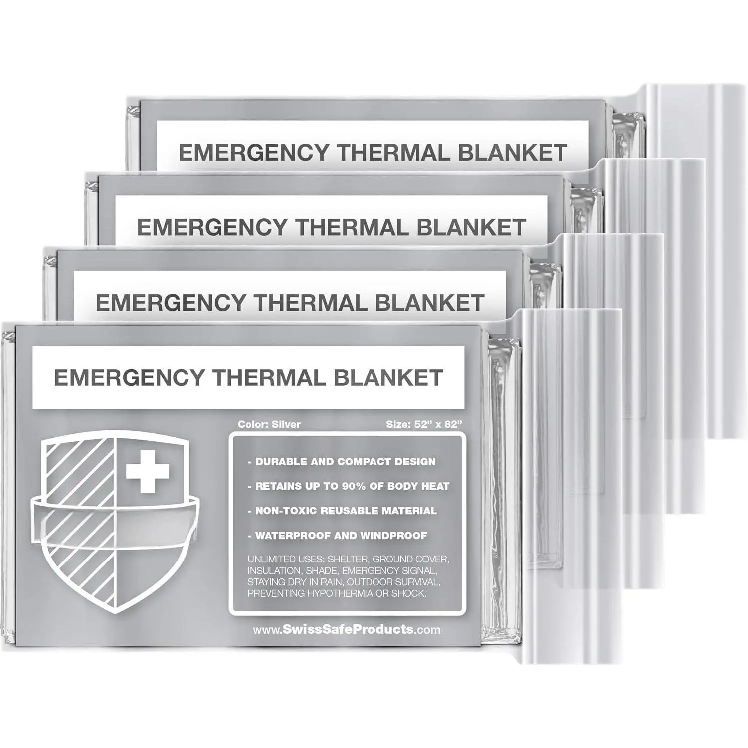 4 Pack Mylar  Blankets for  - Compact & Insulated for Cold Weather - Designed for , Outdoor, Running, Camping, ,   Kit - , 4 Pack