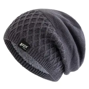 New Unisex Beanie Hat Plush Fleece Warm Cap Rock Letter Soft Winter Hat For Men Women Outdoor Thicken Ski Sports Knitted Hat