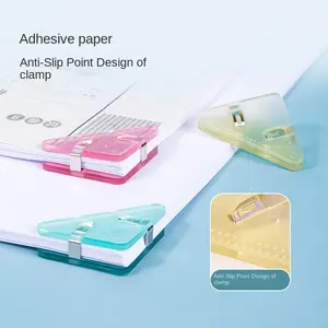 Deli Corner Paper Clip Triangle Book Page Corner Clips, Triangular Transparent File Corner Clip for Reading Plastic Page Markers Clips Assorted (Multicolor)
