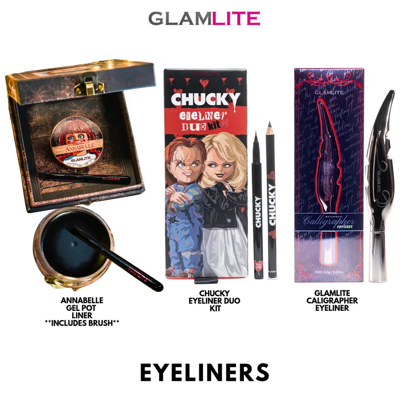 Glamlite Eyeliners -  Water Proof, Smudge Proof, Jet Black, Ultra Long Lasting