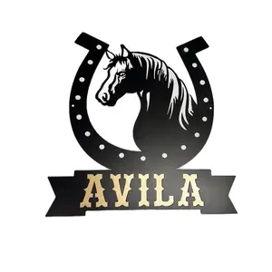 Steel Personalized Horse shoe with horse head wall decor Wall-mounted Wall-mounted Gift Hanging Ornaments Decorative Hangable Decoration Room horse