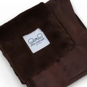 Luxury Baby Lovey Security Blanket with Satin Trim – Chocolate