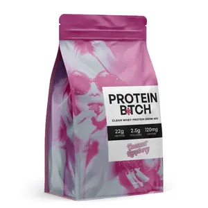 Protein B Clear Whey Protein Drink Mix With Collagen and Caffeine,  Coconut Raspberry, 502 g Workout Supplement Recovery Supplement shakes