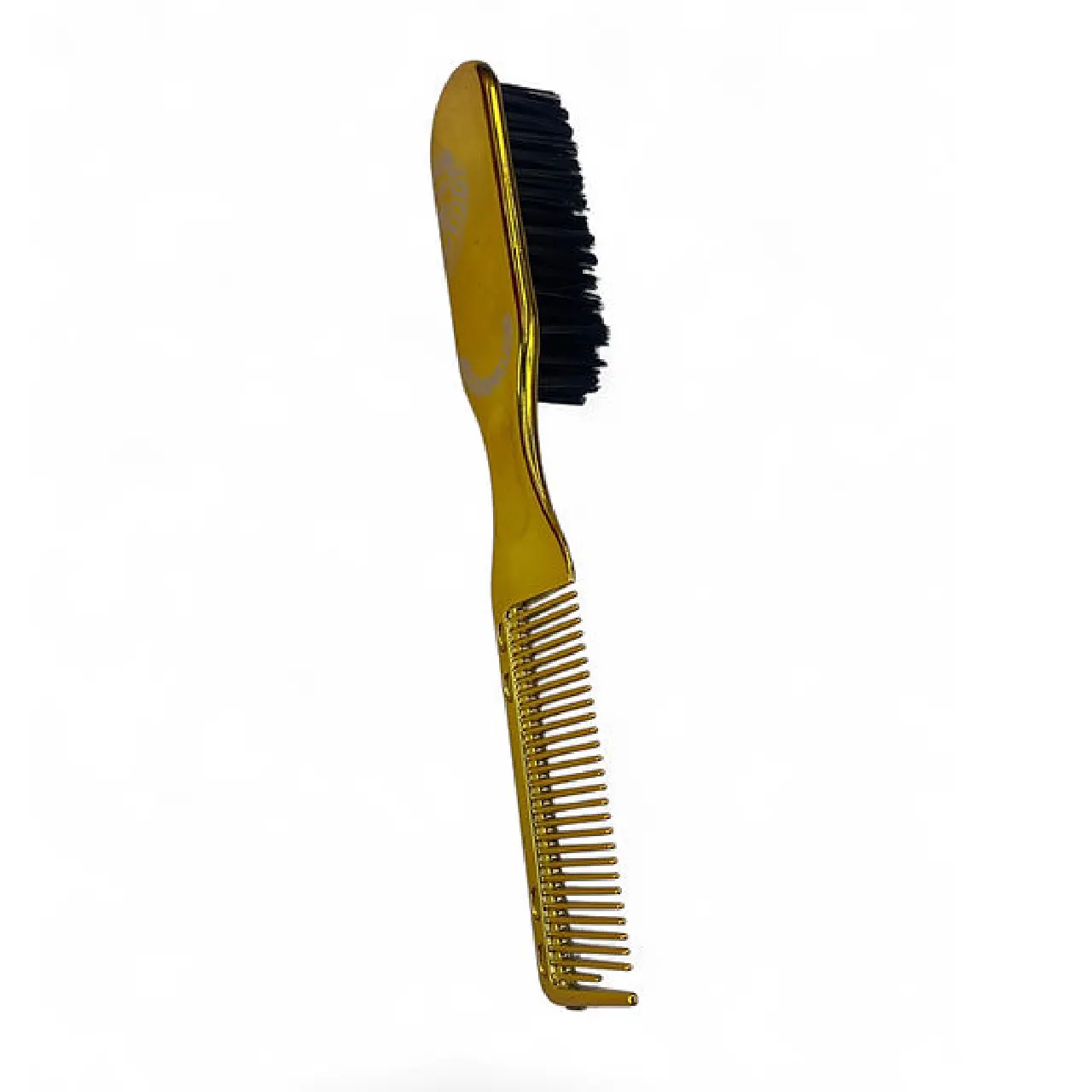 JIGGSAWMILLIONS Gold Chrome 2-Piece Mini Hair Brush & Comb Set - For Thick Coarse Hair Strands, Wave Styling
