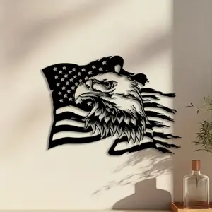 1pc Patriotic American Flag Metal Wall Art, Modern Minimalist Design, Patriotic American Flag Statue Mural, Perfect for Living Room, Office, Outdoor Fence Decor, Independence Day Decor, Ideal Gift for Patriotic People Halloween Christmas decorations