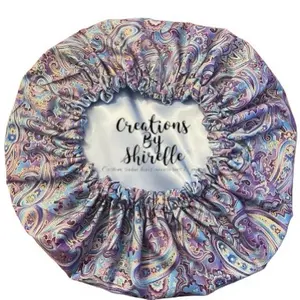 Paisley print Satin Bonnet in Purple & Blue Protects Hair from Damage Frizz and Breakage Gentle on Curly & Straight Hair