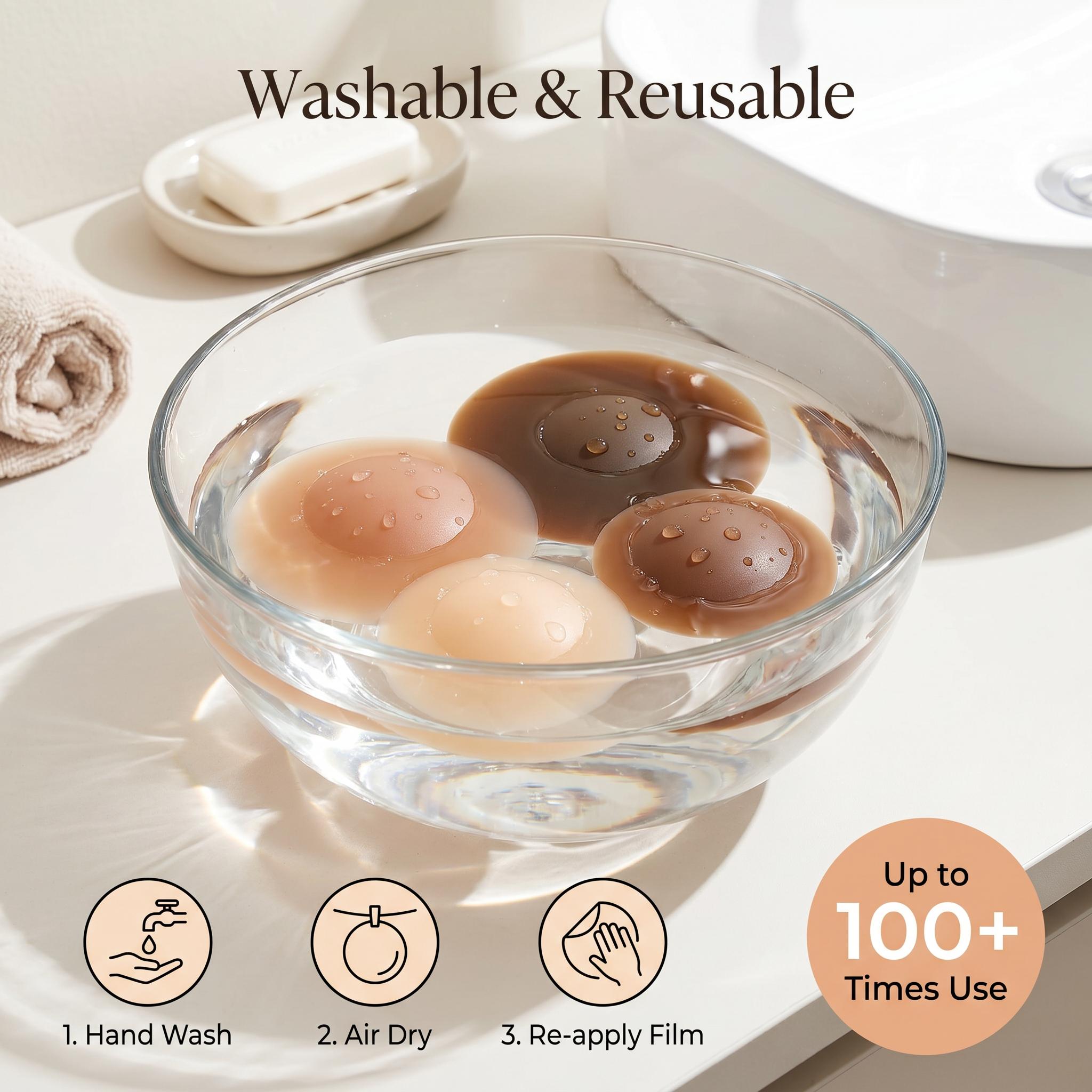 Medical Grade Non Toxic Silicone Sticky Circles Womenswear Underwear Full Coverage Seamless Adhesive Bra Pads Reusable Nip Nook Pasties for Women Anti Chafing Invisible Breast Covers Lifters Washable 10 Wears