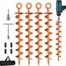 Heavy-Duty Full Helical Blade Ground Anchor Screws with Nut, 38cm Rust-Resist Steel Tent Supplies, Easy Installation Tool for Trampolines, Secure Hold Design
