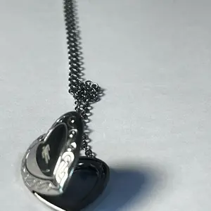 Danity Silver Open Locket Heart Necklace - Cute Design with Heart Shape and Silver Color