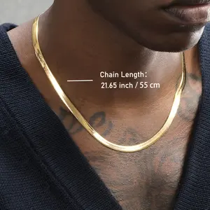 Men's Gold Plated Chain Necklace, Stylish Snake Chain, Men's Fashion Gift Jewelry Multi Size to Choose