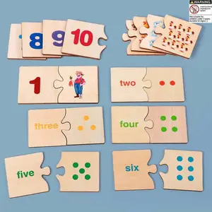 Number Pairing Toy, 1 Set Wooden Number Matching Game Toy for Boy & Girl, Educational Math Toy for Kids, Early Education Montessori Toy, Number Counting Blocks, Math Learning Tools