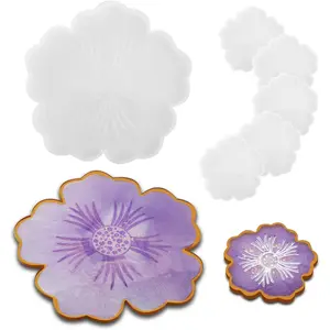 Silicone Resin Tray  6 Pieces Rectangular Agate Crystal Cave Mold, Epoxy Resin Mold, with 1 Large Mold and 5 Small Coasters, Suitable for Coaster Spring Festival Gift Home Decoration - Home Improvement.