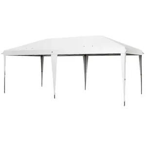White Pop Up Party Tent 19.2 Foot Long Truss Reinforced Roof 1.25 Inch Powder Coated Steel Pipes 3 Height Adjustable Legs for Camping Farmers Market