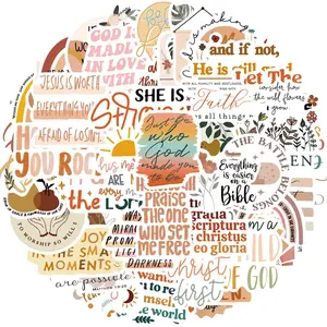Prayer Board Bible Sticker, 50pcs/set Inspirational Boho Christian Sticker, Prayer Board Supplies Kit Sticker for Water Bottles, Journal, Scrapbook, Decor