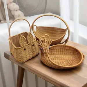 3pcs washable woven storage baskets, display plates, tote baskets, flower baskets, harvest baskets, gift baskets, hand woven textures, versatile indoor and outdoor, Super Bowl, St. Patrick's Day, Ramadan, Easter, Coachella Music Festival, Mother's Day