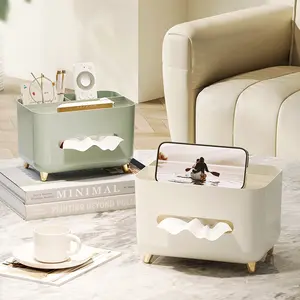 Desktop Paper Towel Holder Organizer Box with Remote Control Stand, Multi-Functional Storage Solution for Living Room Bedroom Home Organization, Bathroom Organizing Accessories