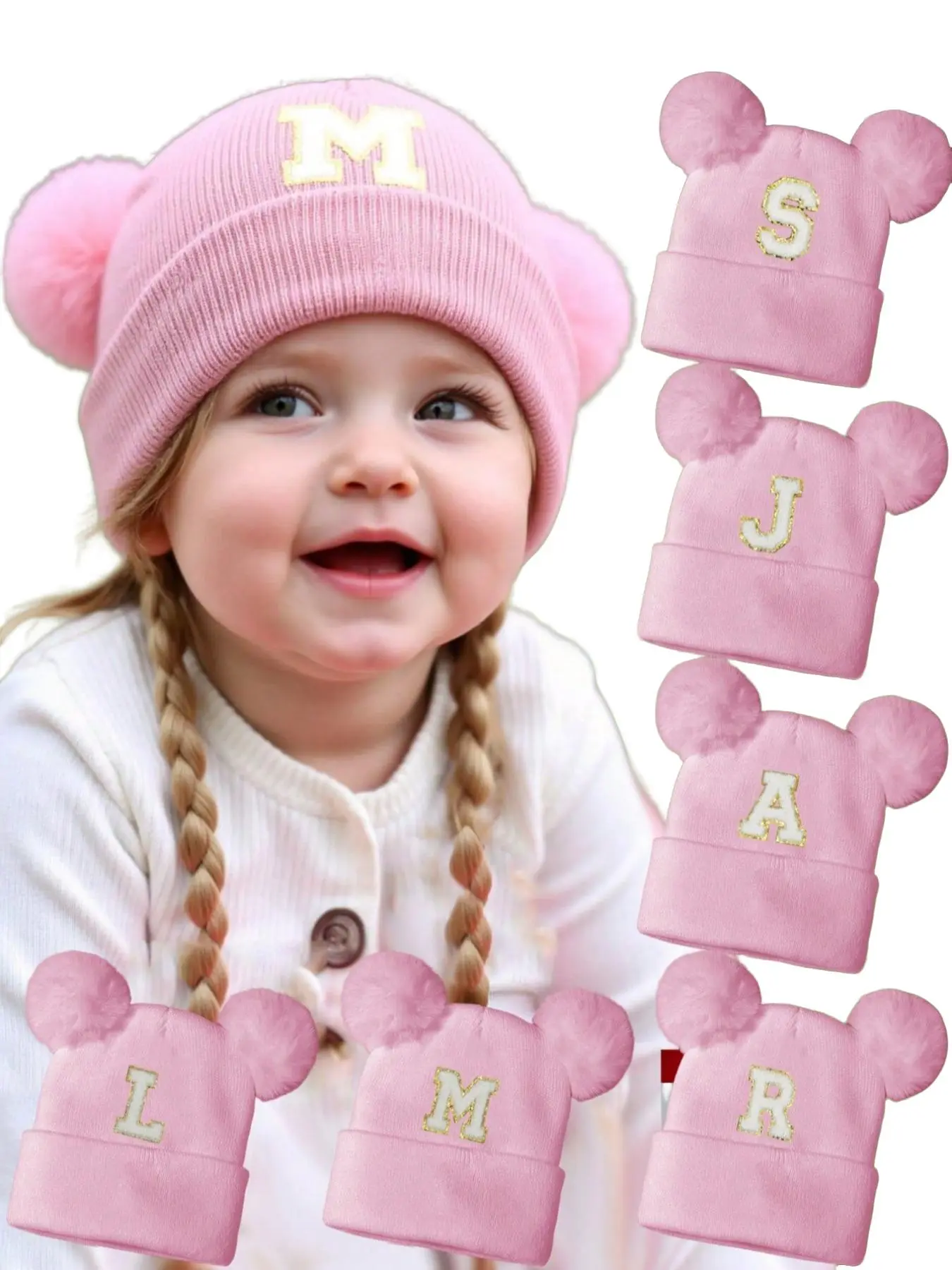 A-Z Letter Knitted Newborn Baby Hat, Unisex Elastic Woolen Cap for Boys & Girls, Spring Fall Birthday Gift, Ages 0-3 Years, Personalized Cap