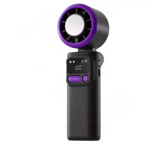 USB Rechargeable Foldable Turbo Fan, 5-Speed Adjustable with LED Digital Display, High-Speed Cooling Handheld Fan for Travel, Work & Outdoor