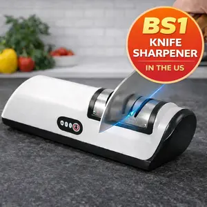 Electric Knife Sharpener with 4 Precision Stages, Easy-Use Kitchen Knife Sharpening Machine for Home, Fast Blade Repair & Polishing Countertop Tool