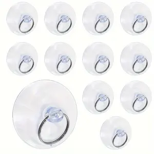 20pcs Clear Suction Cup Hooks with Rings, Non-Slip Wall & Window Hanging for Kitchen, Bathroom & Bedroom Storage, Clear Key Ring, Suction Cup, Glass Hook, Hanger
