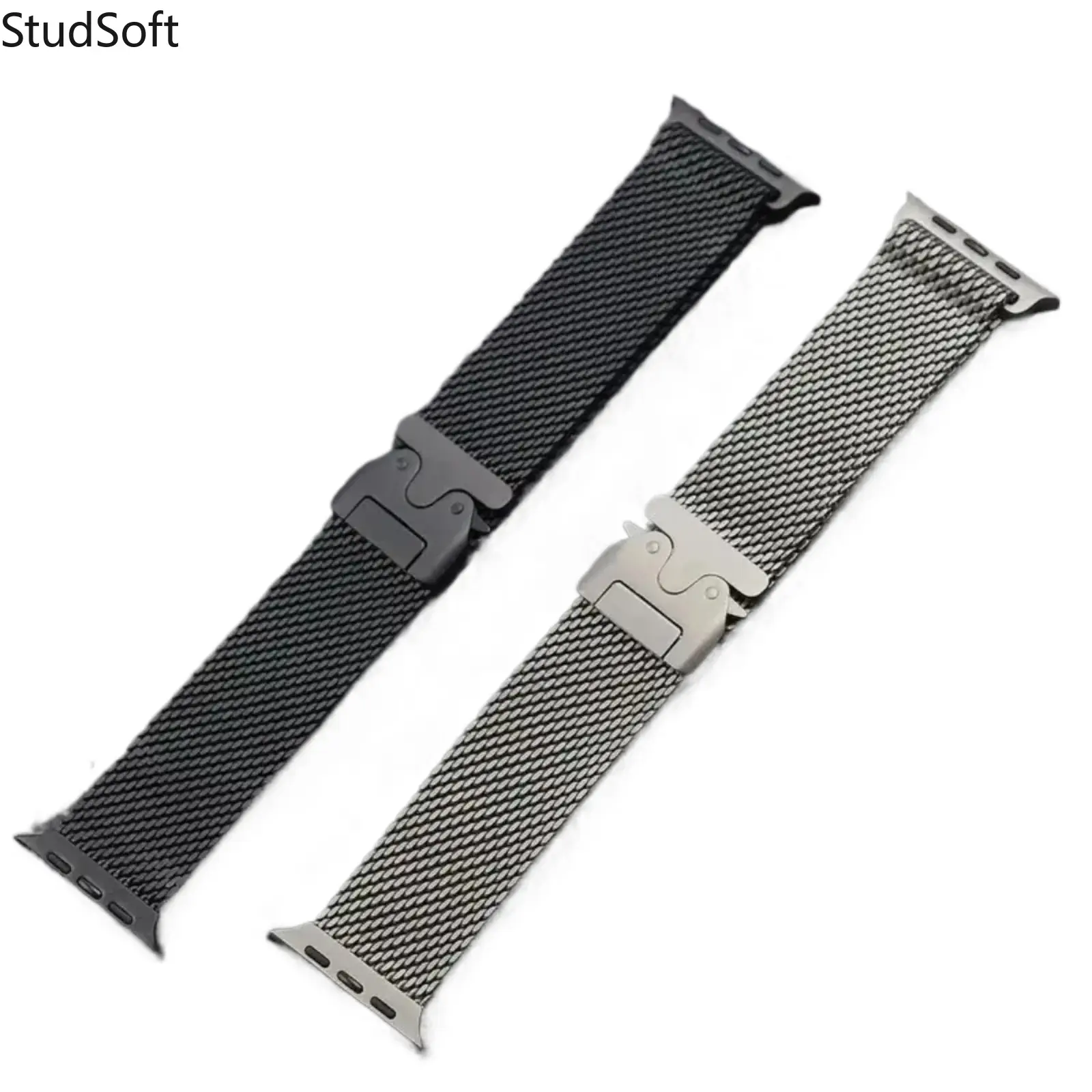 Titanium Milanese Loop Band with Secure Parachute Buckle Premium Metal Strap Compatible with Apple Watch Ultra 2 Series 10 9 8 7 49mm Men Business