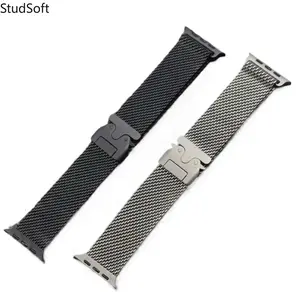 Titanium Milanese Loop Band with Secure Parachute Buckle Premium Metal Strap Compatible with Apple Watch Ultra 2 Series 10 9 8 7 49mm Men Business